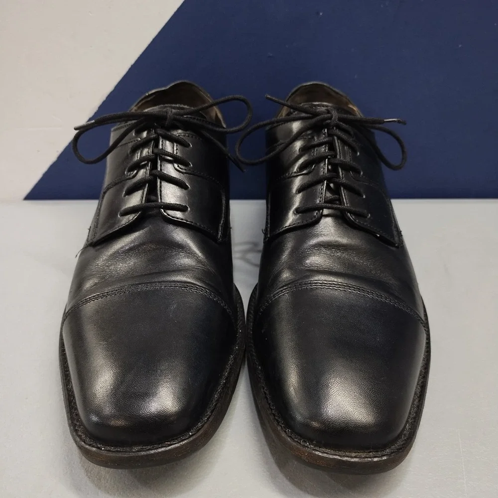 Johnston & Murphy Oxford Dress Shoes Mens Size 9M Black Leather Cap Toe Lace Up